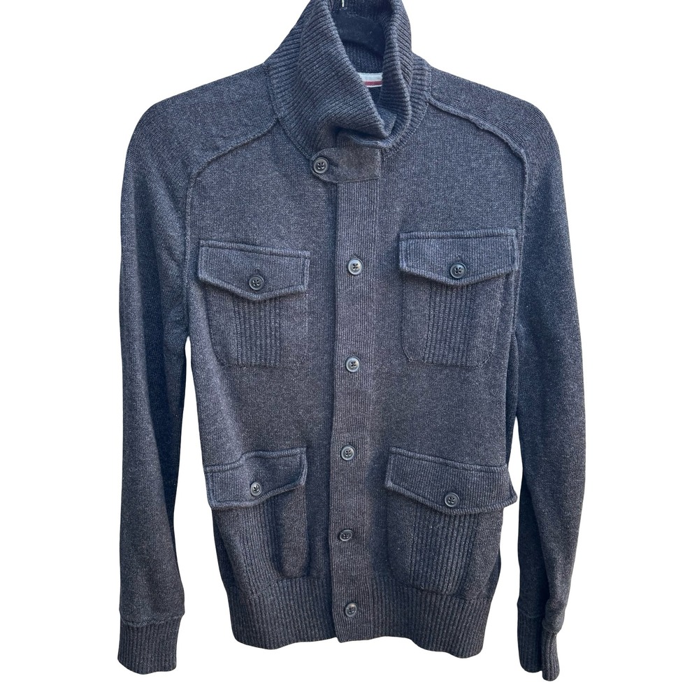 Banana Republic Heritage Military Utility Knit Cardigan Sweater Gray Mens M